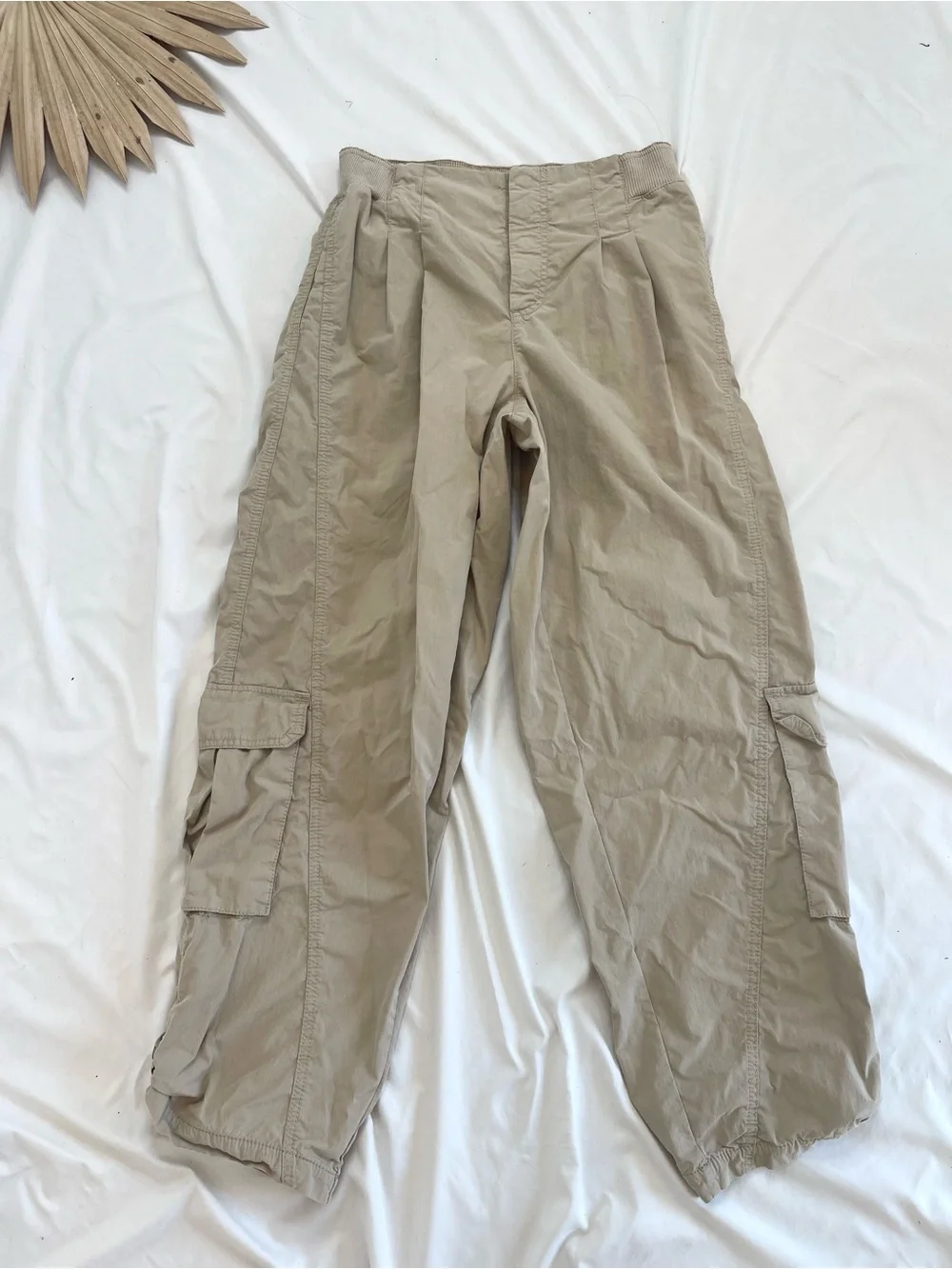 Free People FP Movement Mesmerize Me Clay Taupe Khaki Barrel Leg Cargo Pants
